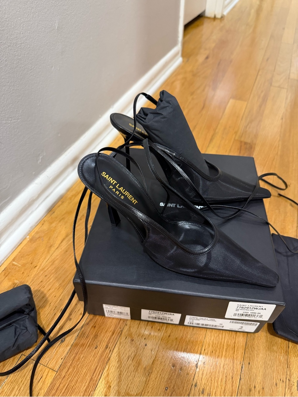 NWT Saint Laurent Oxalis 110 Mesh & Leather Pump - Picture 2 of 9